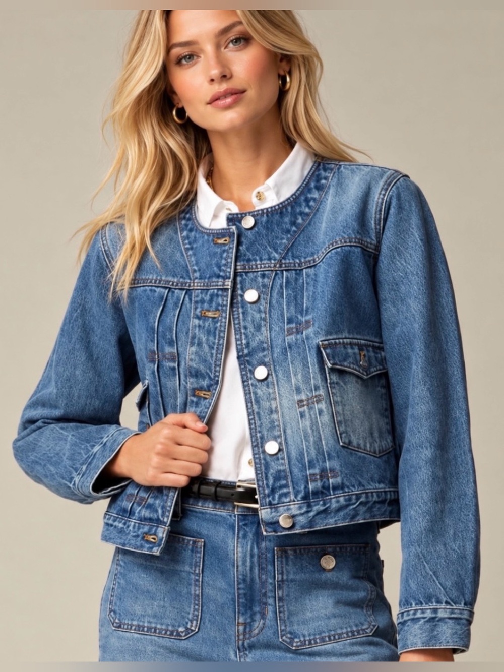 J. Crew Classic Cropped Denim Jacket in Medium Blue